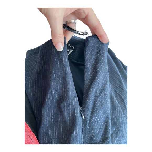 NWT 1.STATE Ruffle Pinstripe Mini Skirt Navy Size XL - Picture 4 of 6